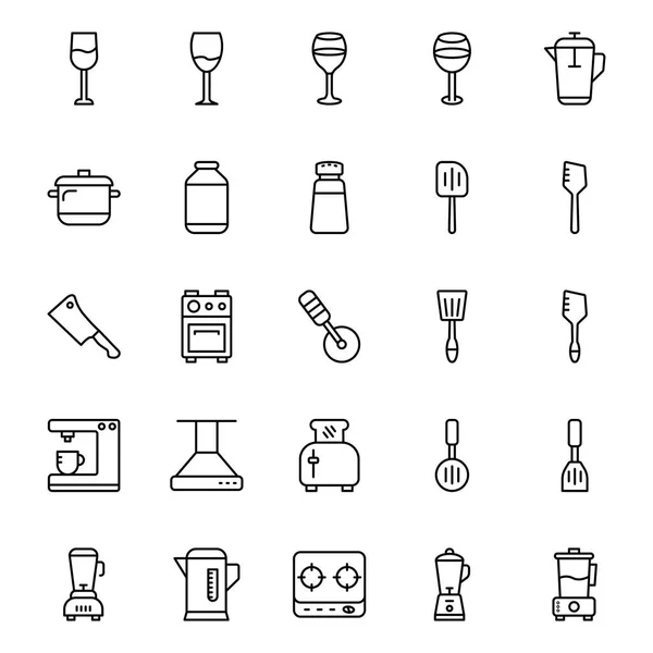 Utensili Cucina Isolated Vector Icon Set Può Essere Facilmente Modificato — Foto Stock