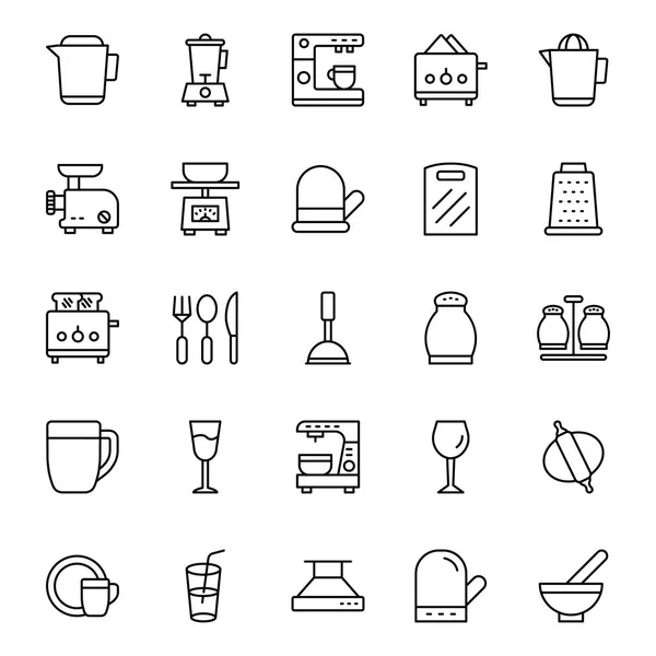 Kitchen Utensils Isolated Vector Icon Set Can Easily Modified Edit — Stock Photo, Image