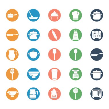 Mutfak mutfak eşyaları izole vektör Icon set kolayca değiştirilebilir veya düzenleme