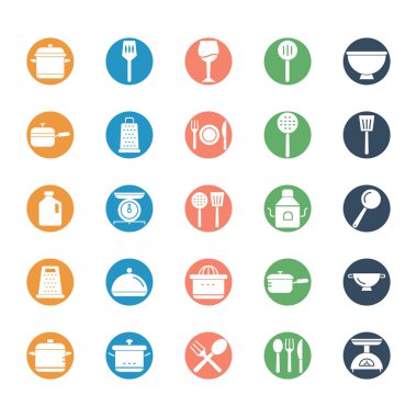 Mutfak mutfak eşyaları izole vektör Icon set kolayca değiştirilebilir veya düzenleme