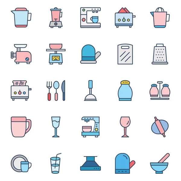 Utensilios Cocina Conjunto Iconos Vectoriales Aislados Puede Modificar Editar Fácilmente — Vector de stock