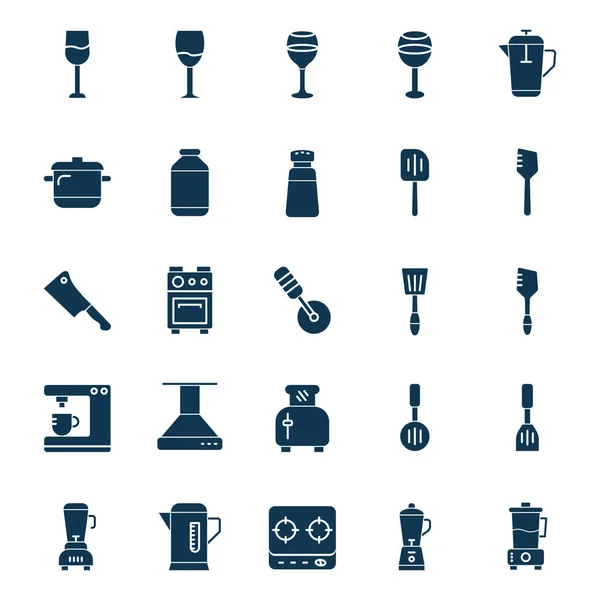 Utensilios Cocina Conjunto Iconos Vectoriales Aislados Puede Modificar Editar Fácilmente — Vector de stock