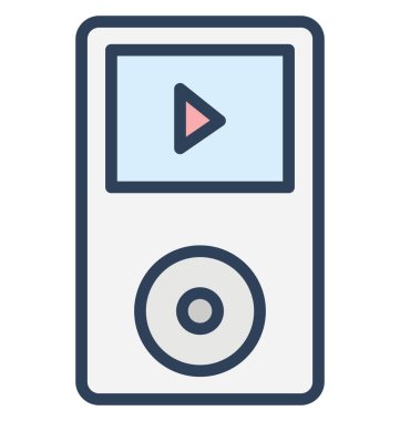 Müzik çalar, izole vektör simgesi olduğunu kolayca herhangi bir boyut düzenlenemez veya değiştirilme tarihi aygıt.