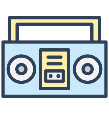 Boombox, kaset çalar, kolayca herhangi bir boyut düzenlenmiş veya değiştirilen izole vektör simgesi.