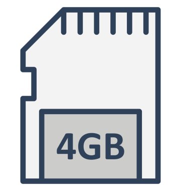 Veri depolama, bellek kartı kolayca herhangi bir boyut düzenlenmiş veya değiştirilen izole vektör simgesi.