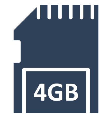 Veri depolama, bellek kartı kolayca herhangi bir boyut düzenlenmiş veya değiştirilen izole vektör simgesi.