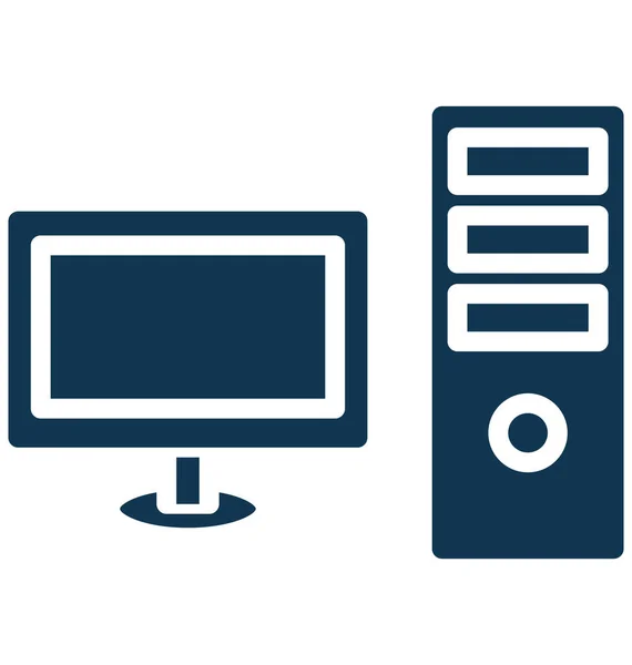 Computer Desktopcomputer Geïsoleerde Vector Pictogram Dat Kan Gemakkelijk Worden Bewerkt — Stockvector