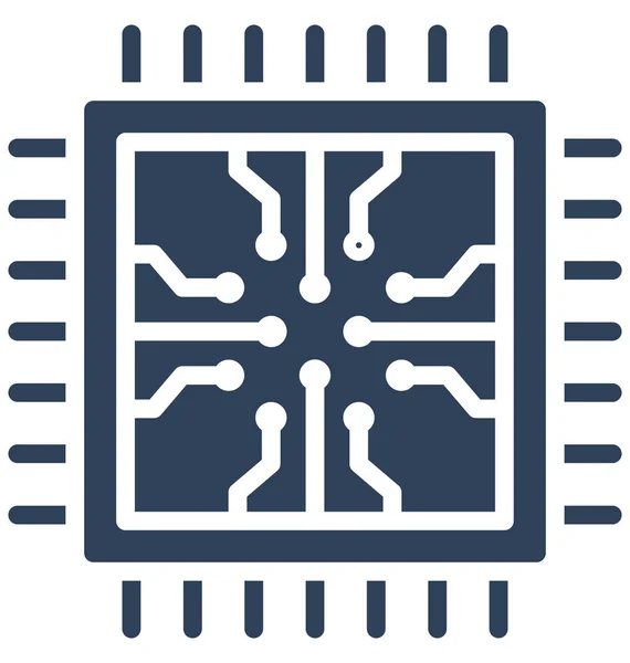 Computer Chip Geïntegreerde Schakeling Geïsoleerde Vector Pictogram Dat Kan Gemakkelijk — Stockvector