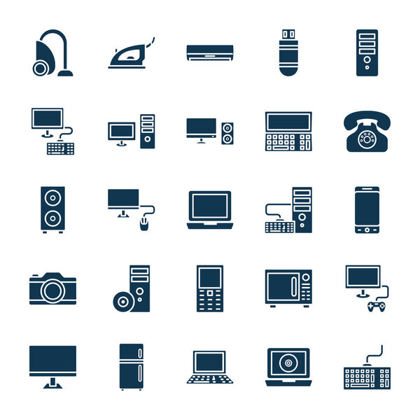 Electronics Equipment Isolated Vector Icons Set that can be easily Edited or Modified 