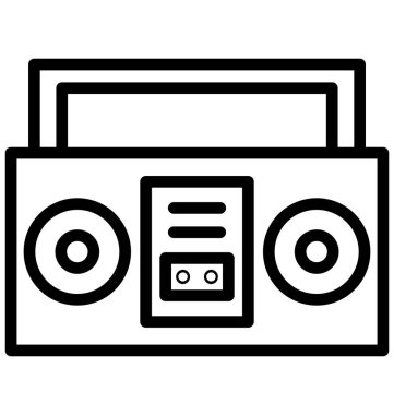 Boombox, kaset çalar, kolayca herhangi bir boyut düzenlenmiş veya değiştirilen izole vektör simgesi.