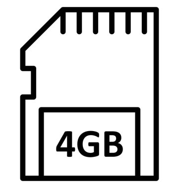 Veri depolama, bellek kartı kolayca herhangi bir boyut düzenlenmiş veya değiştirilen izole vektör simgesi.