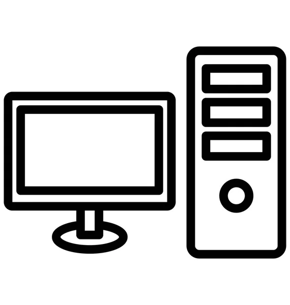 Computer Desktop Computer Isolierte Vektor Symbol Das Leicht Jeder Größe — Stockvektor
