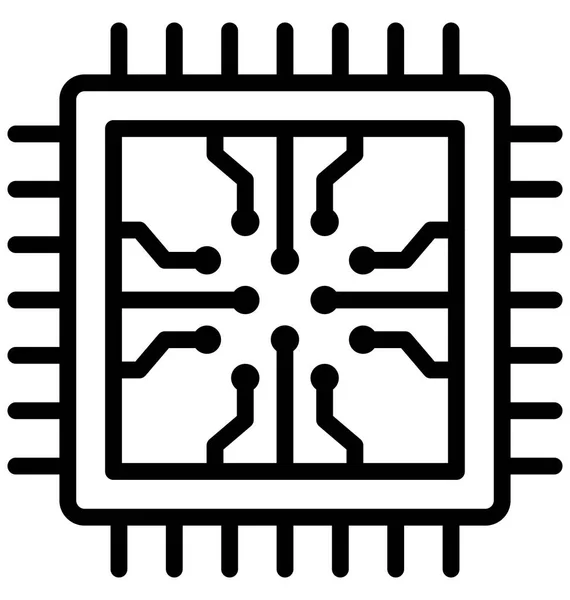 Computer Chip Geïntegreerde Schakeling Geïsoleerde Vector Pictogram Dat Kan Gemakkelijk — Stockvector