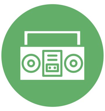 Boombox, kaset çalar, kolayca herhangi bir boyut düzenlenmiş veya değiştirilen izole vektör simgesi.
