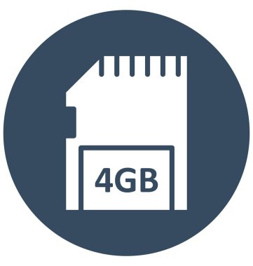 Veri depolama, bellek kartı kolayca herhangi bir boyut düzenlenmiş veya değiştirilen izole vektör simgesi.