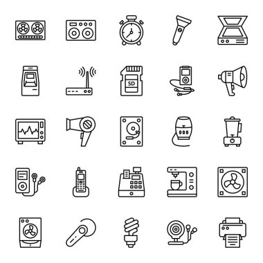 Elektronik ekipman izole vektör Edited ya da anlam değiştirici olabilir Set simgeleri 