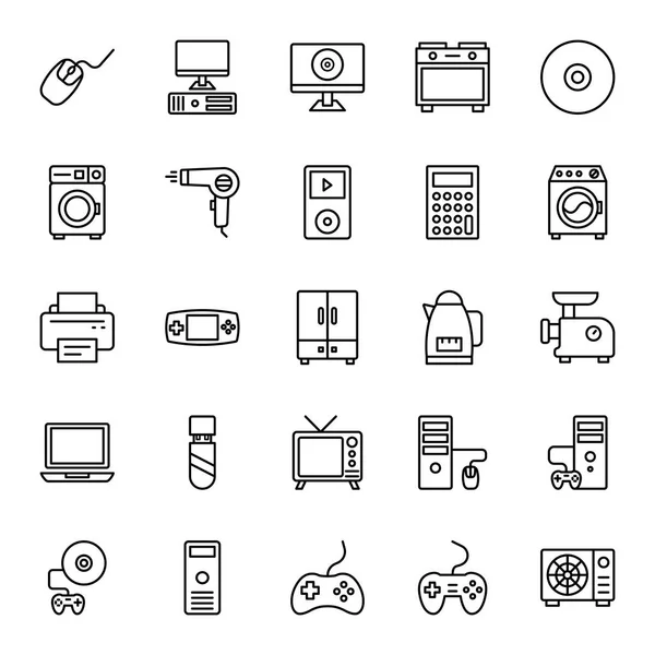 Electronics Equipment Isolated Vector Icons Set Can Easily Edited Modified — Stock Vector