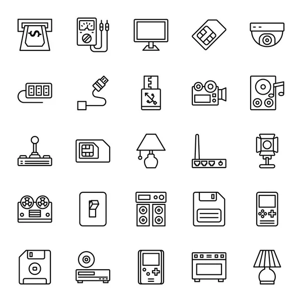 Equipo Electrónico Conjunto Iconos Vectoriales Aislados Que Pueden Editar Modificar — Vector de stock