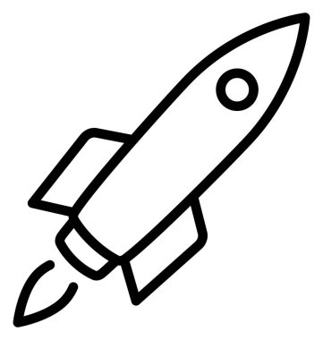 Roket izole çizgi vektör kolayca değiştirilebilir veya düzenlenmiş simge.