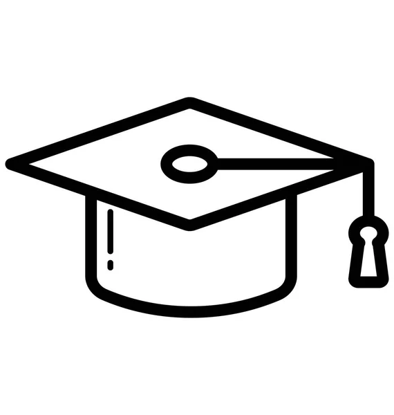 Mortarboard Elszigetelt Vonal Vector Icon Könnyen Módosított Vagy Szerkesztett — Stock Vector