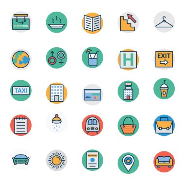 Otel ve restoran satır ve dolgu vektör simge kümesi bu kolayca değiştirilmiş olabilir veya düzenlenmiş.