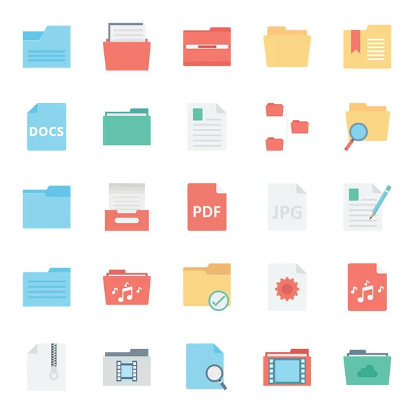 Files Folder Isolated Vector Icons Set Every Folder Files Icons — Stock Vector