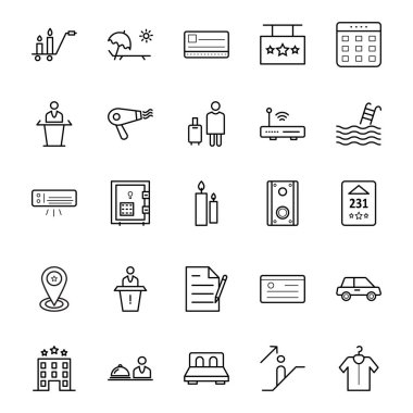 Seyahat ve tur izole vektör simgeleri kolayca değiştirilebilir veya düzenlenmiş paketini. 