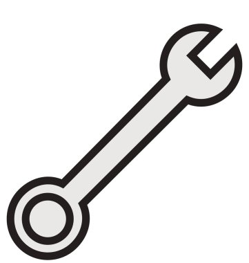 Somun anahtarı anahat ve dolu izole vektör kolayca düzenlenmiş veya değiştirilmiş simgesi