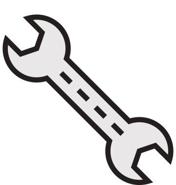 Somun anahtarı anahat ve dolu izole vektör kolayca düzenlenmiş veya değiştirilmiş simgesi