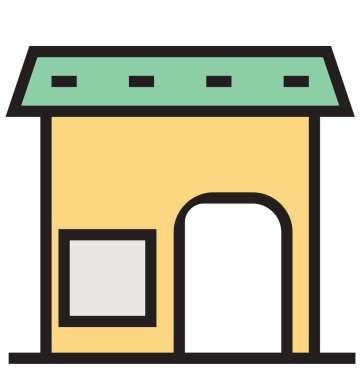 Kulübe anahat ve dolu izole vektör kolayca düzenlenmiş veya değiştirilmiş simgesi