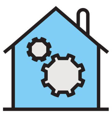 Garaj anahat ve dolu izole vektör kolayca düzenlenmiş veya değiştirilmiş simgesi