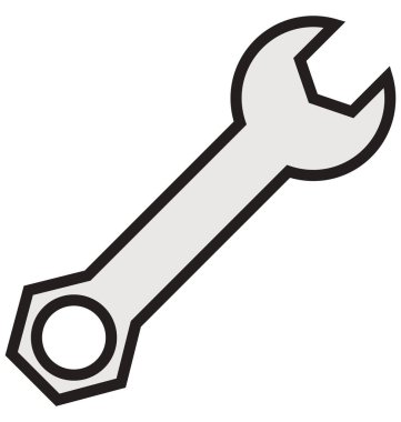 İngiliz anahtarı anahat ve dolu izole vektör kolayca düzenlenmiş veya değiştirilmiş simgesi