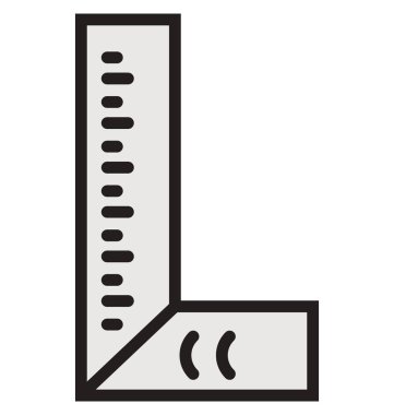 Mimari cetvel anahat ve dolu izole vektör kolayca düzenlenmiş veya değiştirilmiş simgesi