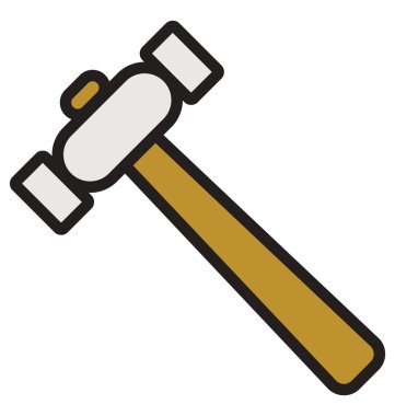 Çekiç anahat ve dolu izole vektör kolayca düzenlenmiş veya değiştirilmiş simgesi