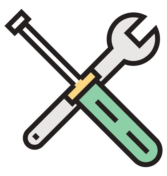 Reparatie Tools Overzicht Geïsoleerde Gevuld Vector Icon Die Gemakkelijk Kan — Stockvector