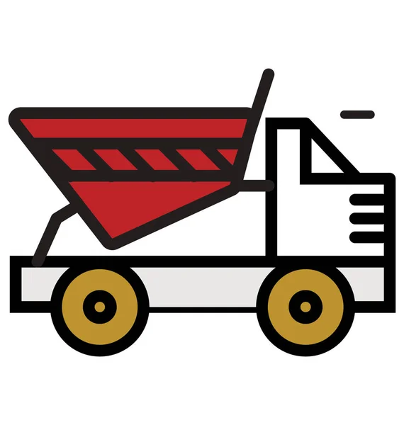 Concrete Mixer Outline Filled Isolated Vector Icon Can Easily Edited — Stock Vector