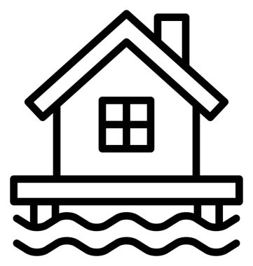 Sahil evi, sahildeki kulübe Kolayca değiştirilebilen ya da düzenlenebilen izole edilmiş Vektör Simgesi