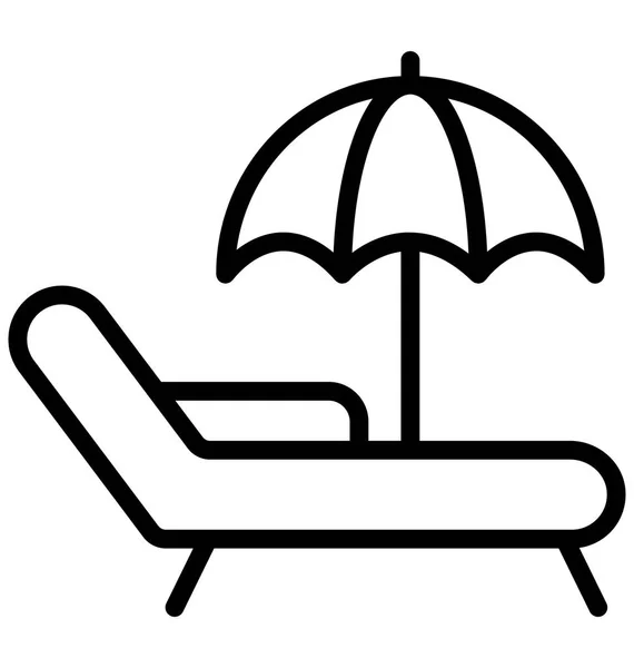 Playa Parasol Icono Vectorial Aislado Que Puede Modificar Editar Fácilmente — Vector de stock