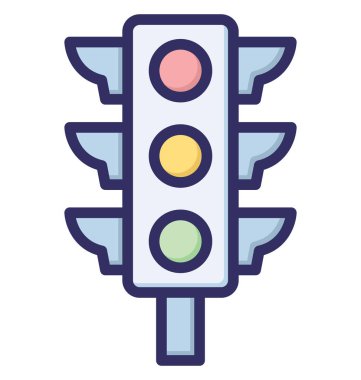 Sinyal ışıkları, trafik ışıkları Kolayca değiştirilebilen veya düzenlenebilen izole edilmiş Vektör Simgesi
