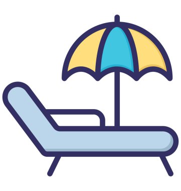 Plaj, şemsiye kolayca değiştirilebilecek izole vektör simgesi veya editedbeach, şemsiye kolayca değiştirilebilir veya düzenlenmiş izole vektör simge