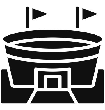 Kriket stadyumu, bayraklı Vektör Simgesi Kolayca değiştirilebilir ya da düzenlenebilir