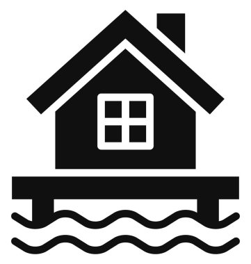 Sahil evi, sahildeki kulübe Kolayca değiştirilebilen ya da düzenlenebilen izole edilmiş Vektör Simgesi