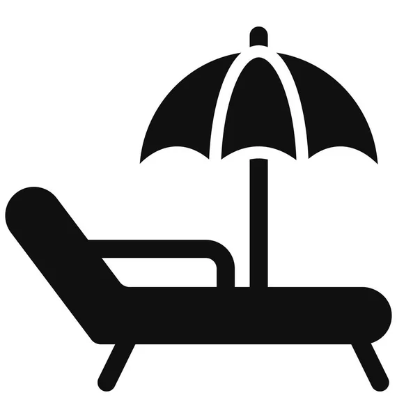 Playa Parasol Icono Vectorial Aislado Que Puede Modificar Editar Fácilmente — Archivo Imágenes Vectoriales