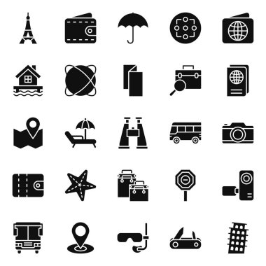 Kolayca değiştirilebilir veya düzenlenebilir Turizm İzole Edilmiş Vektör Simgeleri Paketi