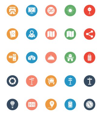 Kolayca değiştirilebilir veya düzenlenebilir Turizm İzole Edilmiş Vektör Simgeleri Paketi