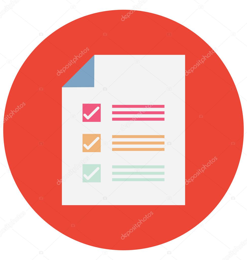 Checklist Report Color isolated Vector Icon that can be easily modified or edit