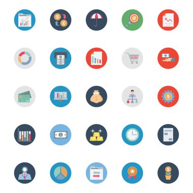 Piyasa ve ekonomi renk izole vektör simgeleri kolayca değiştirilebilir veya düzenlediğiniz ayarla