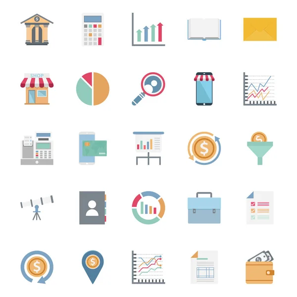 Market Economics Color Isolated Vector Icons Set Can Easily Modified — Stock Vector