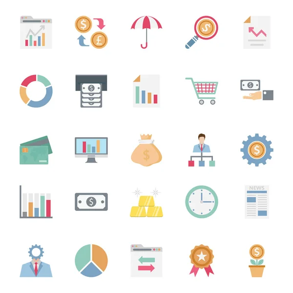 Market Economics Color Isolated Vector Icons Set Can Easily Modified — Stock Vector