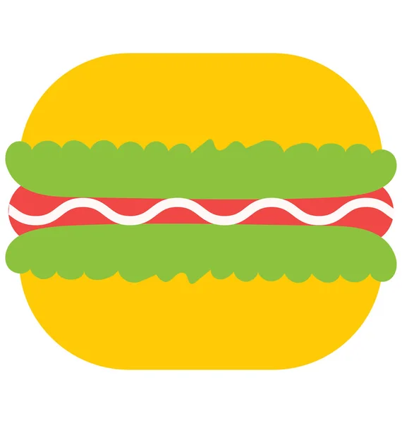 Burger Junk Food Vector Icon Que Pode Ser Facilmente Modificado —  Vetores de Stock